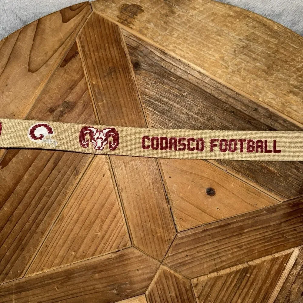 Smathers and Branson Codasco Football Hand Stitched Needlepoint Belt SZ 30 NWT